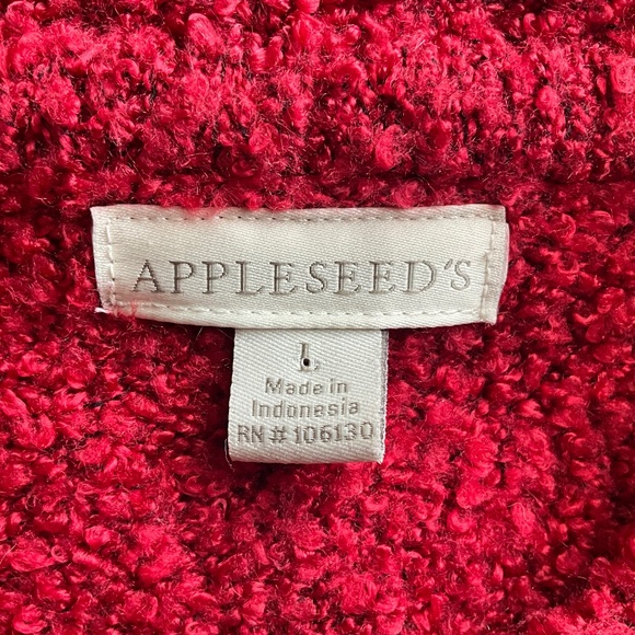 Soft Cozy Boucle Knit Pop of Red Cardigan Sweater Art to Wear Funky Quirky L - Picture 9 of 9